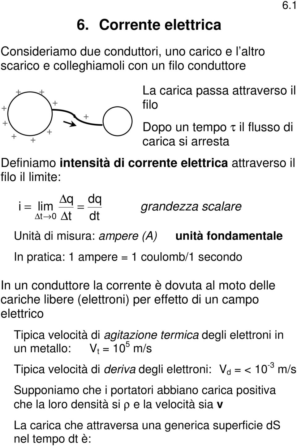 di correte elettrica attraverso il filo il limite: i lim t 0 q t dq Uità di misura: ampere () gradezza scalare uità fodametale I pratica: ampere coulomb/ secodo I u coduttore la correte è