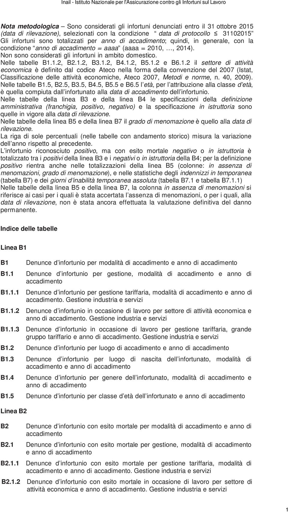 1.2, B4.1.2, B5.1.2 e B6.1.2 il settore di attività economica è definito dal codice Ateco nella forma della convenzione del 2007 (Istat, Classificazione delle attività economiche, Ateco 2007, Metodi e norme, n.