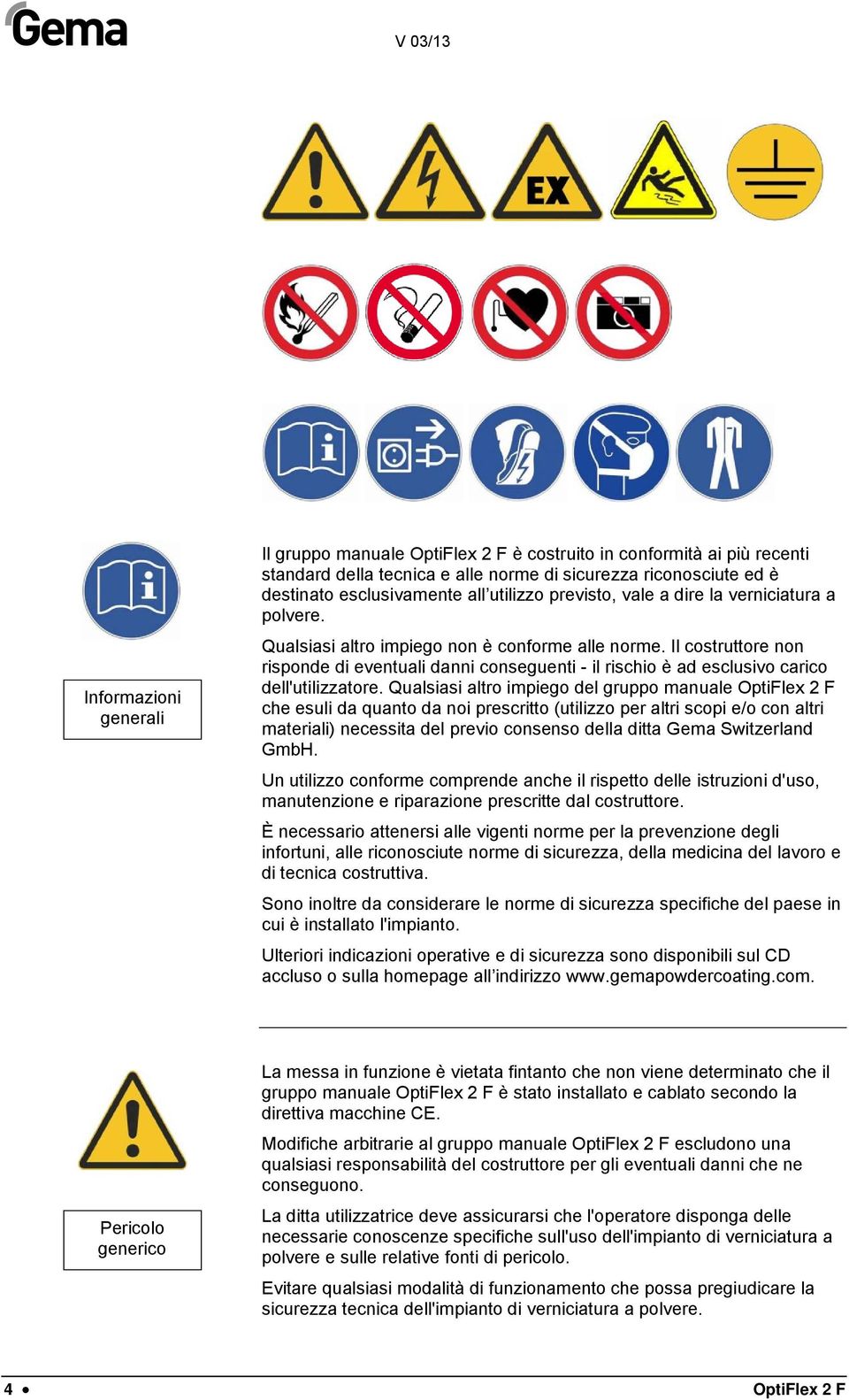 Il costruttore non risponde di eventuali danni conseguenti - il rischio è ad esclusivo carico dell'utilizzatore.