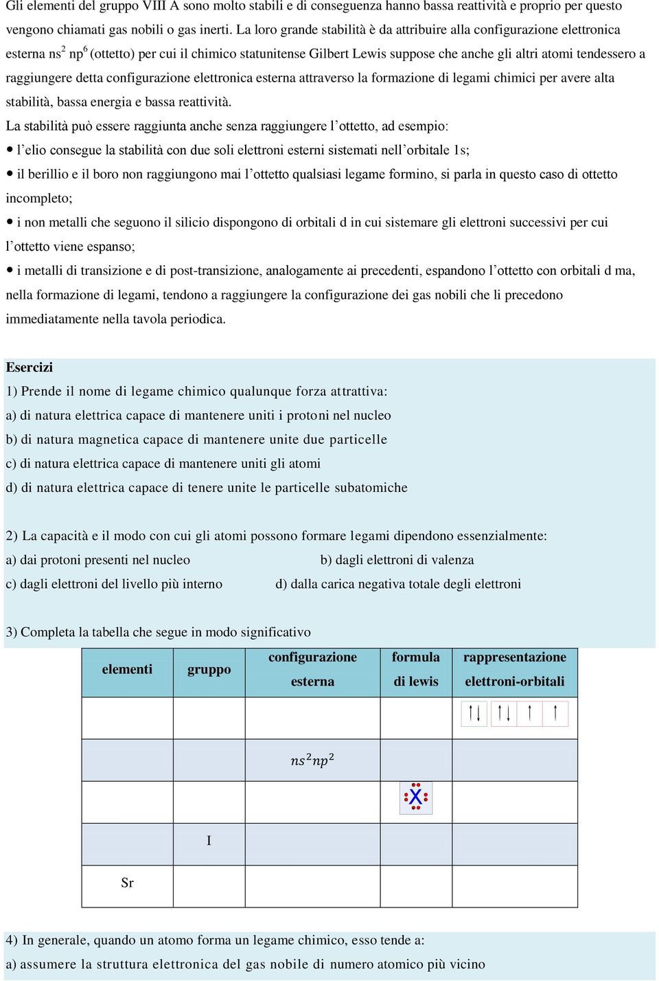 esterna attraverso la formazione di legami chimici per avere alta stabilità, bassa energia e bassa reattività La stabilità può essere raggiunta anche senza raggiungere l ottetto, ad esempio: l elio