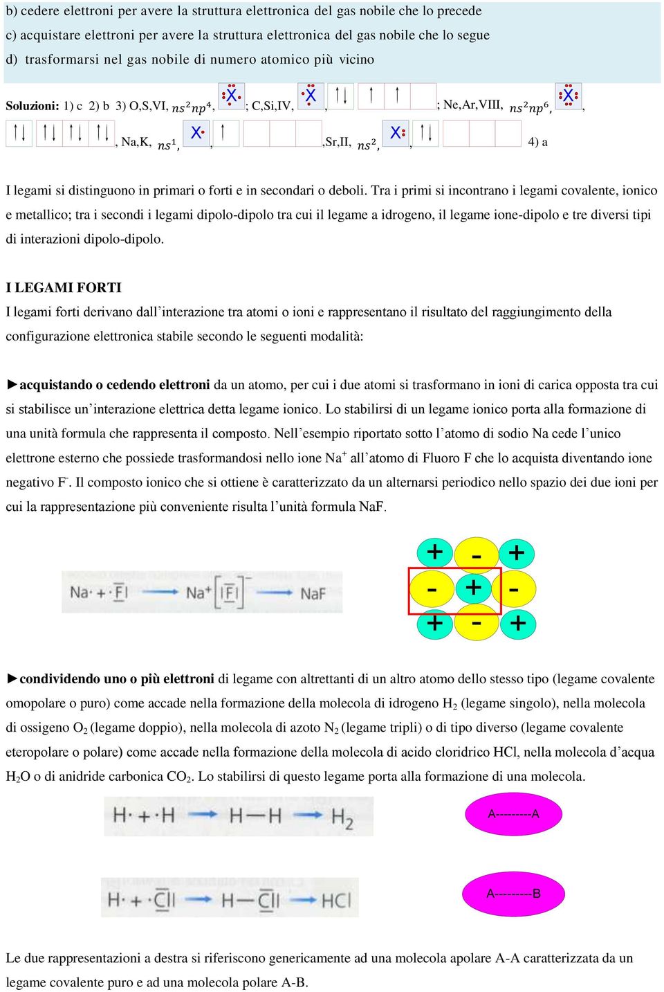 primi si incontrano i legami covalente, ionico e metallico; tra i secondi i legami dipolo-dipolo tra cui il legame a idrogeno, il legame ione-dipolo e tre diversi tipi di interazioni dipolo-dipolo I