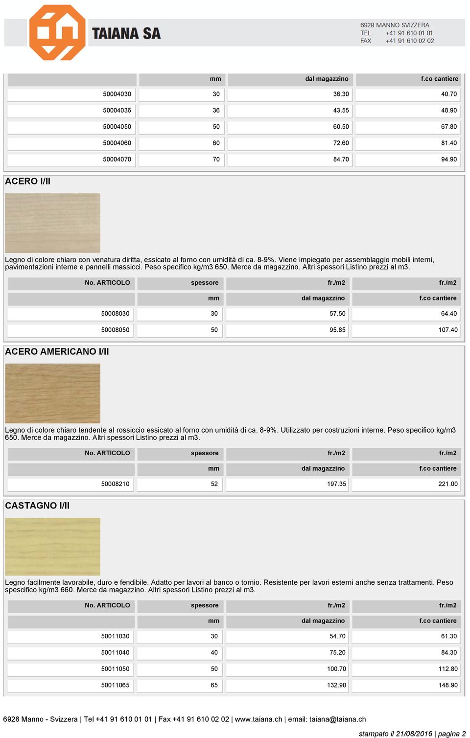 Peso specifico kg/m3 650. Merce da magazzino. Altri spessori Listino prezzi al m3. 50008030 30 57.50 64.40 50008050 50 95.85 107.