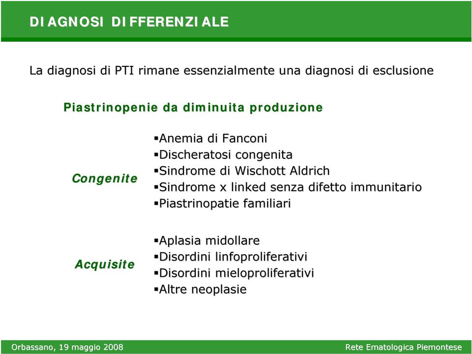 Sindrome di Wischott Aldrich Sindrome x linked senza difetto immunitario Piastrinopatie