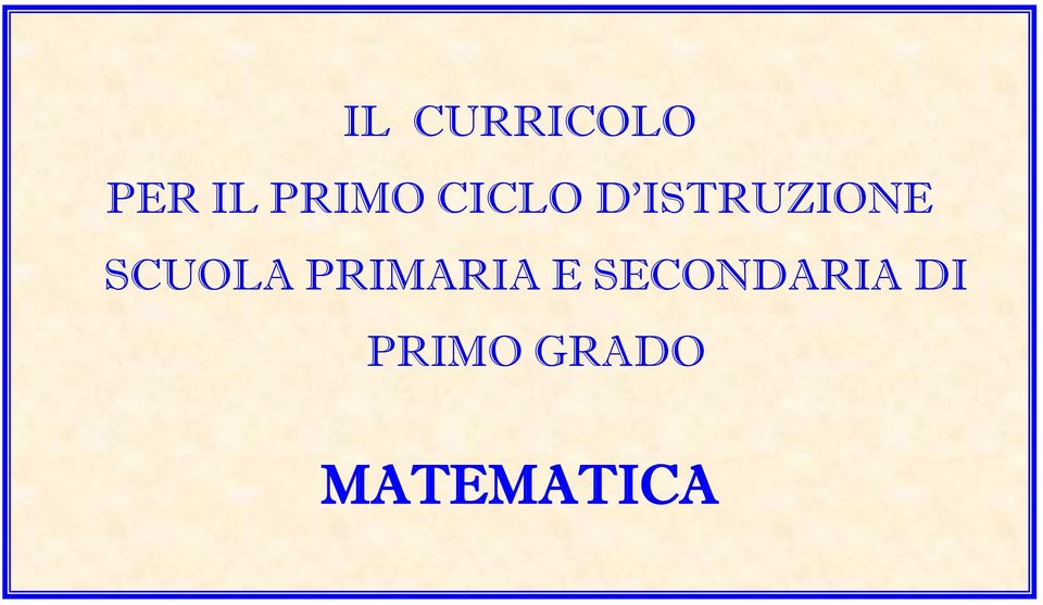 SCUOLA PRIMARIA E