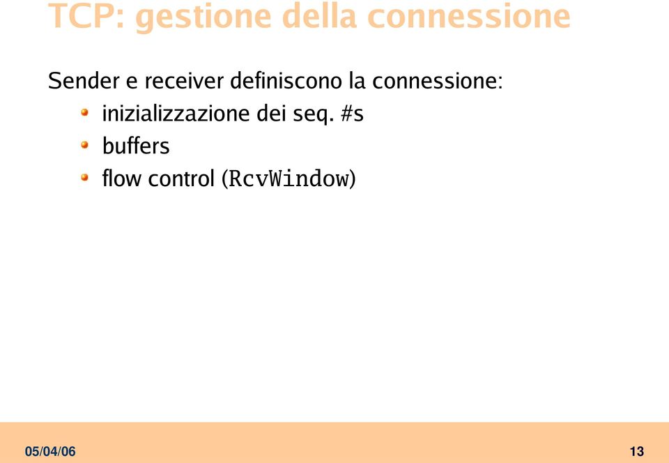 connessione: inizializzazione dei seq.