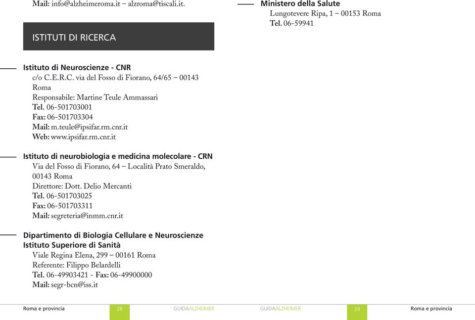 it Web: www.ipsifar.rm.cnr.it Istituto di neurobiologia e medicina molecolare - CRN Via del Fosso di Fiorano, 64 Località Prato Smeraldo, 00143 Roma Direttore: Dott. Delio Mercanti Tel.