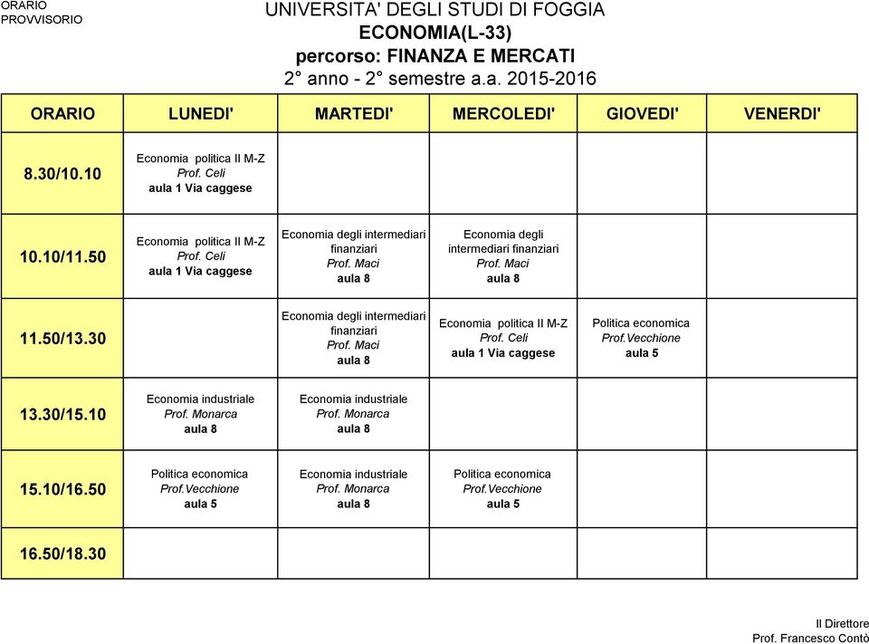 a. 2015-2016 Economia politica II M-Z Economia politica II M-Z Economia degli intermediari finanziari