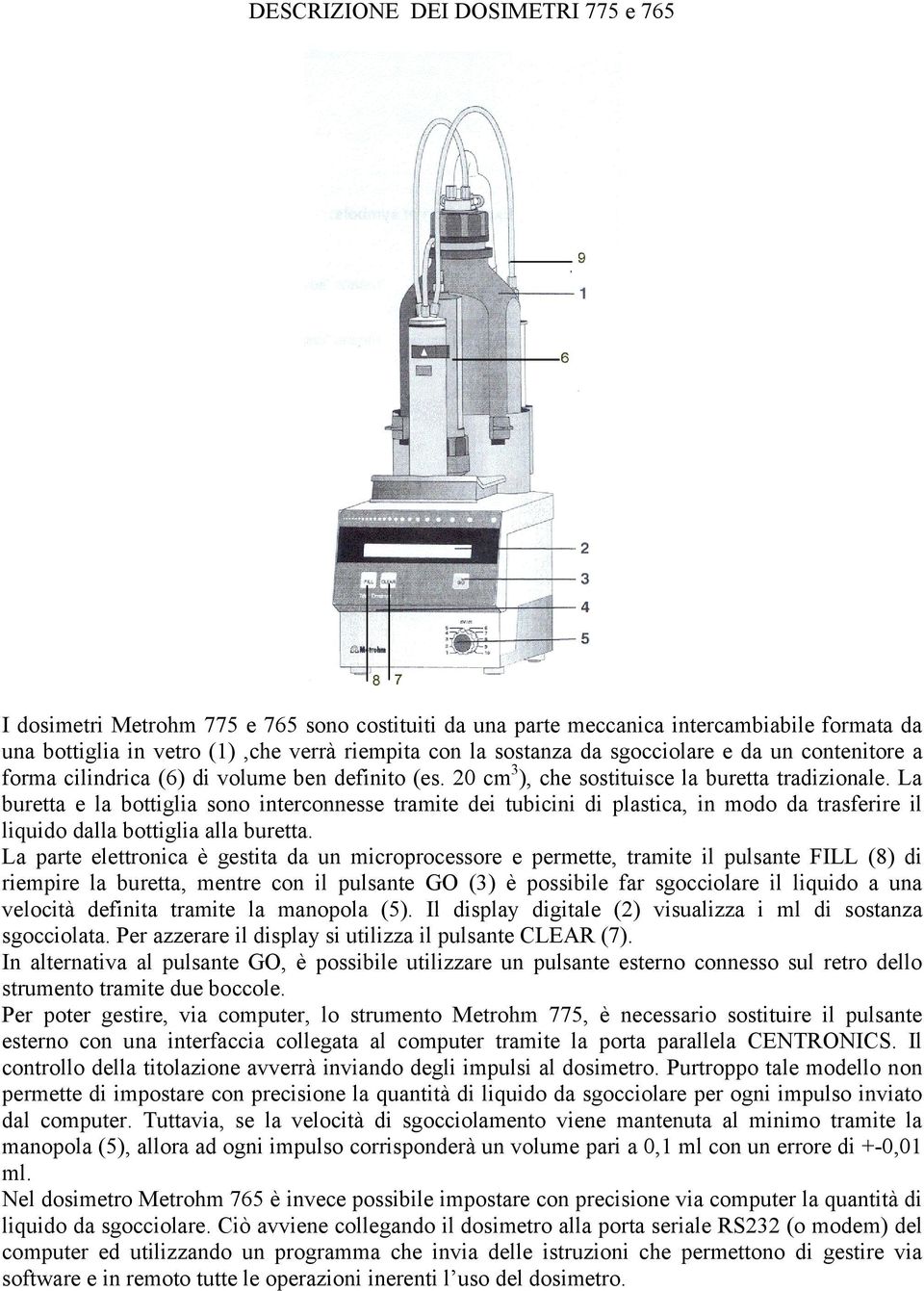 L urett e l ottigli sono interconnesse trmite dei tuicini di plstic, in modo d trsferire il liquido dll ottigli ll urett.