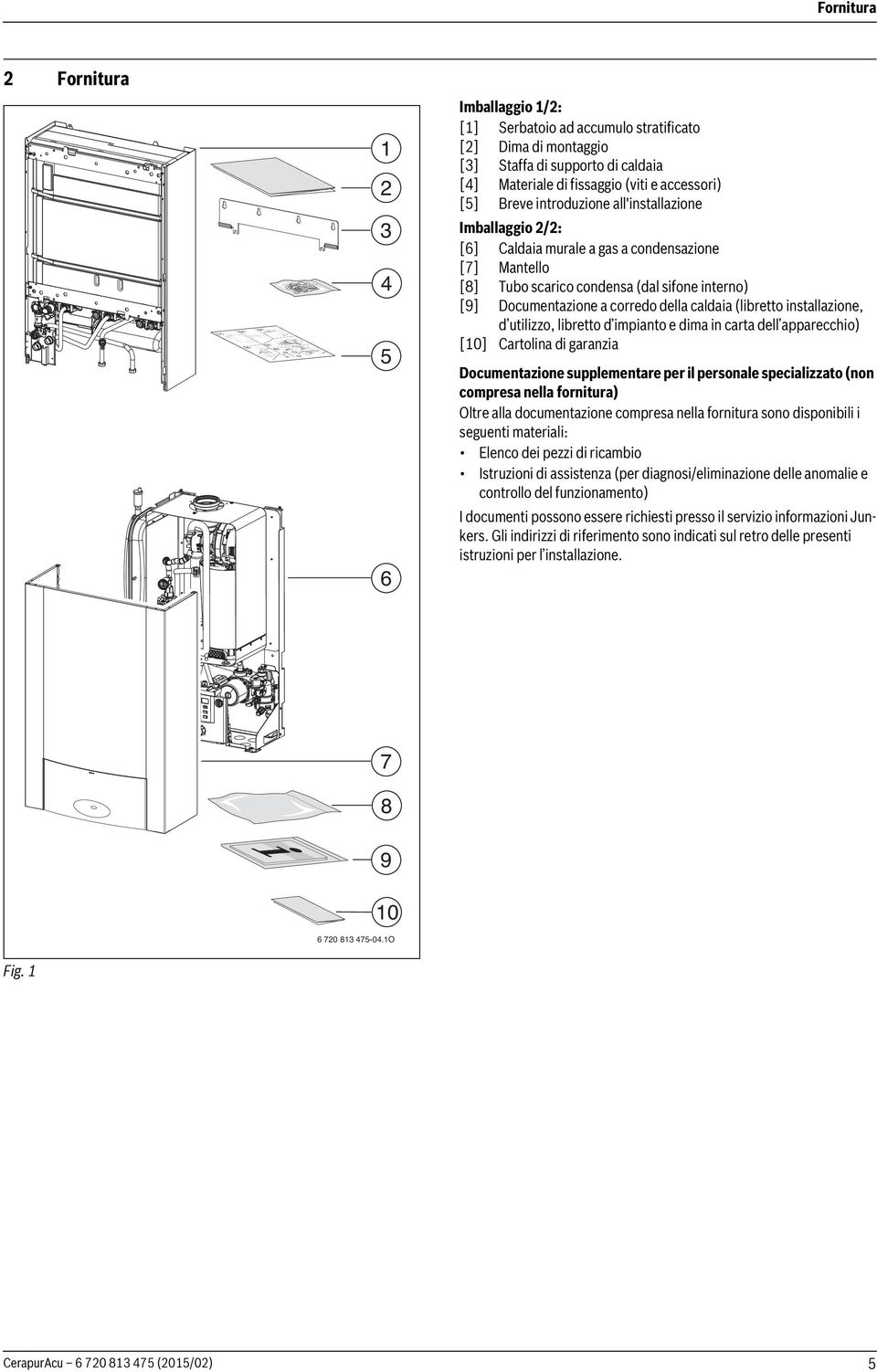 installazione, d utilizzo, libretto d impianto e dima in carta dell apparecchio) [0] Cartolina di garanzia Documentazione supplementare per il personale specializzato (non compresa nella fornitura)