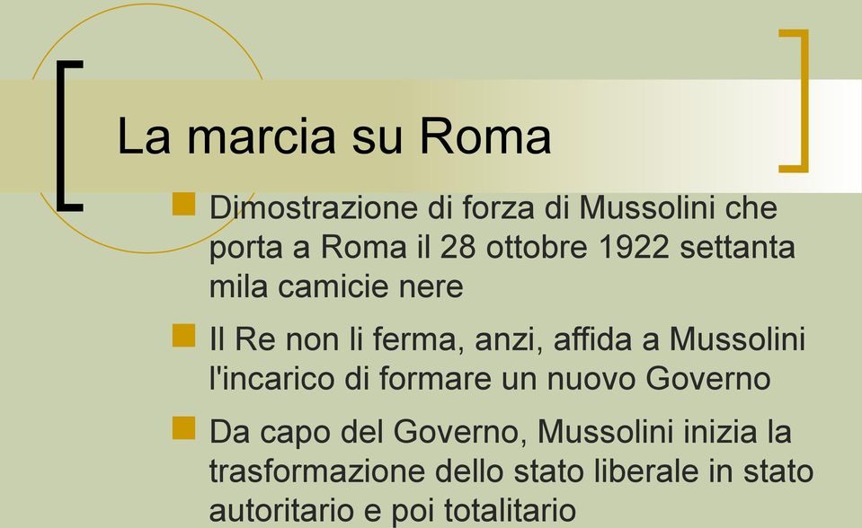 Mussolini l'incarico di formare un nuovo Governo Da capo del Governo,