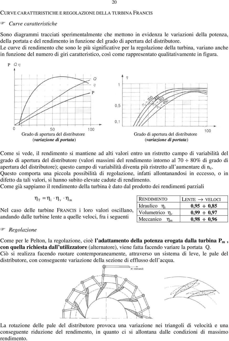 Le crve d rendmento che sono le pù snfcatve per la reolazone della trbna, varano anche n fnzone del nmero d r caratterstco, così come rappresentato qaltatvamente n fra.