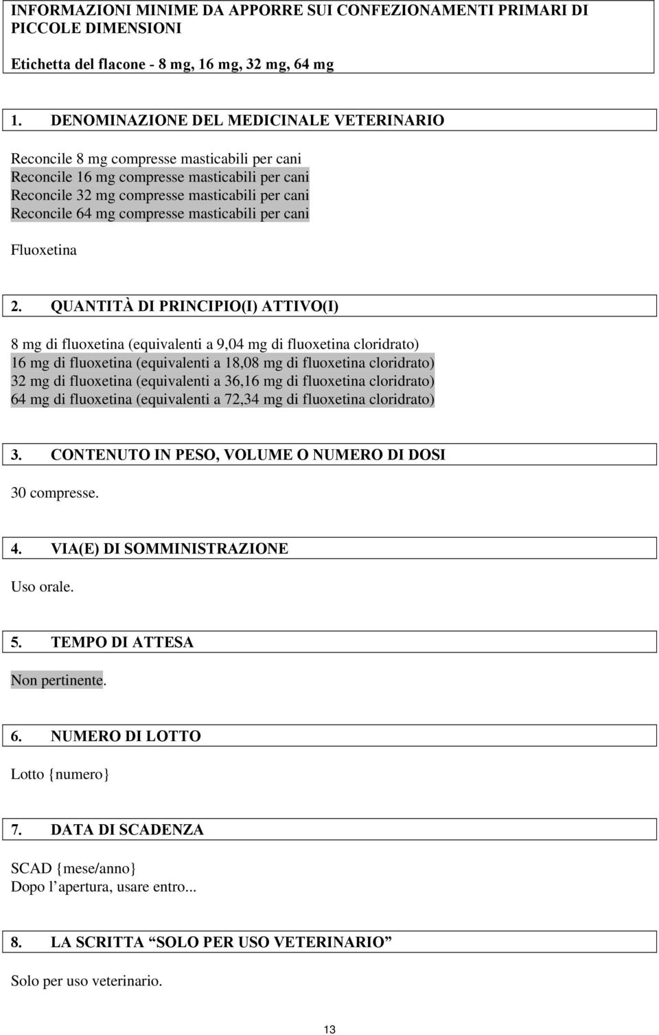 compresse masticabili per cani Fluoxetina 2.