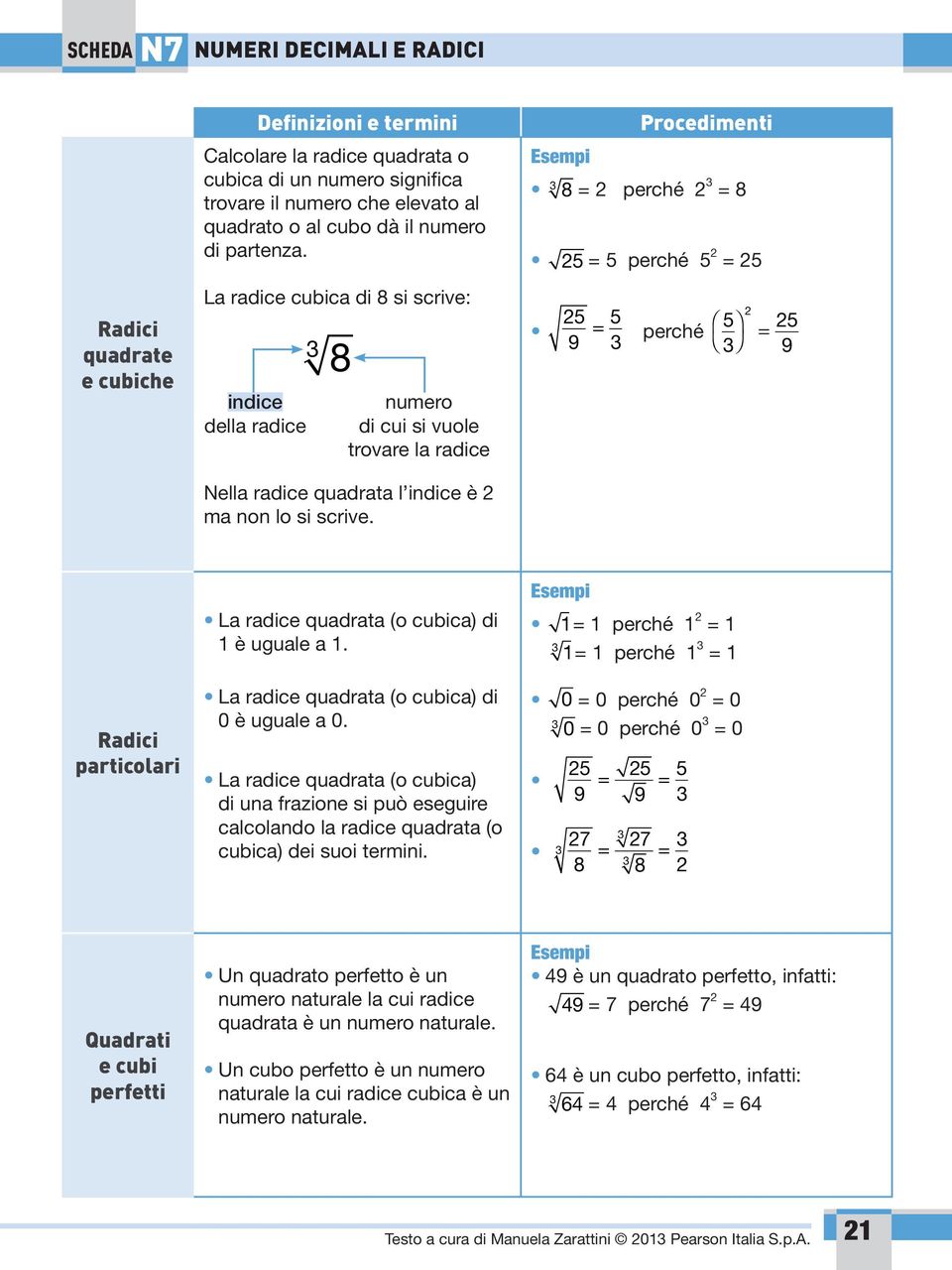 Procedimenti 8 = perché = 8 5 = 5 perché 5 = 5 5 9 5 = perché 5 = 5 9 Radici particolari La radice quadrata (o cubica) di è uguale a. La radice quadrata (o cubica) di 0 è uguale a 0.