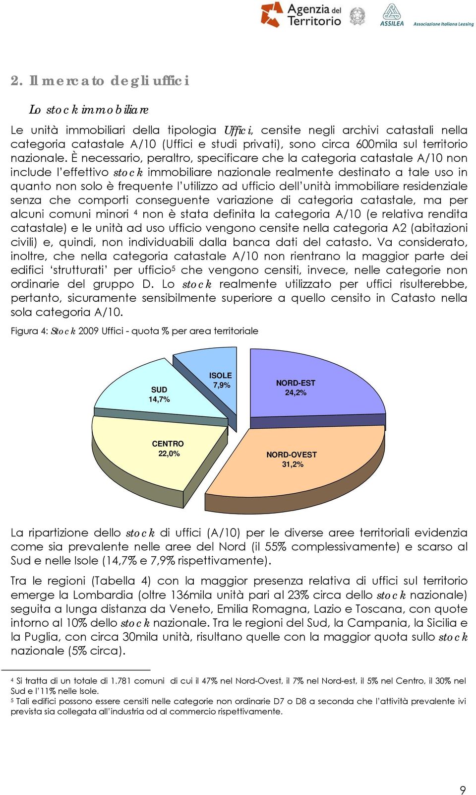 È necessario, peraltro, specificare che la categoria catastale A/10 non include l effettivo stock immobiliare nazionale realmente destinato a tale uso in quanto non solo è frequente l utilizzo ad