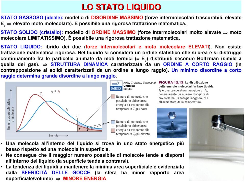 STATO LIQUIDO: ibrido dei due (forze intermolecolari e moto molecolare ELEVATI). Non esiste trattazione matematica rigorosa.