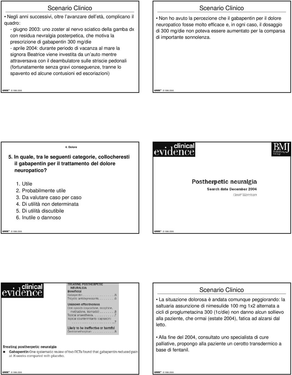 senza gravi conseguenze, tranne lo spavento ed alcune contusioni ed escoriazioni) Non ho avuto la percezione che il gabapentin per il dolore neuropatico fosse molto efficace e, in ogni caso, il