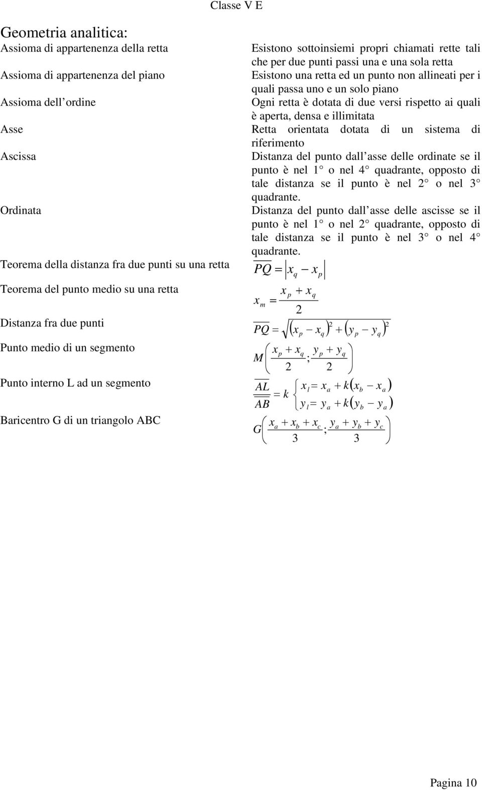 rispetto i quli è pert, dens e illimitt Rett orientt dott di un sistem di riferimento Distnz del punto dll sse delle ordinte se il punto è nel o nel 4 qudrnte, opposto di tle distnz se il punto è nel