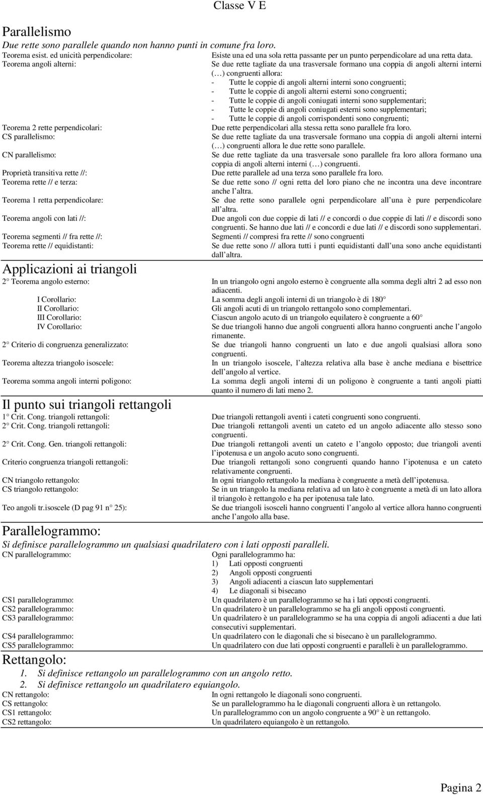 ngoli lterni esterni sono congruenti; - Tutte le coppie di ngoli coniugti interni sono supplementri; - Tutte le coppie di ngoli coniugti esterni sono supplementri; - Tutte le coppie di ngoli