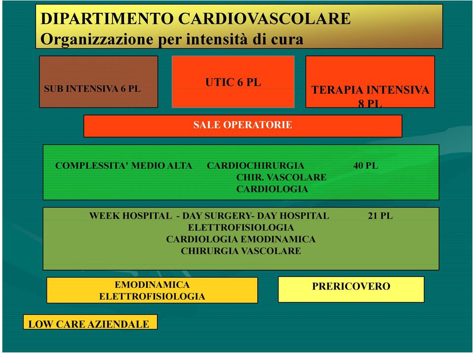 CHIR. VASCOLARE CARDIOLOGIA WEEK HOSPITAL - DAY SURGERY- DAY HOSPITAL 21 PL ELETTROFISIOLOGIA