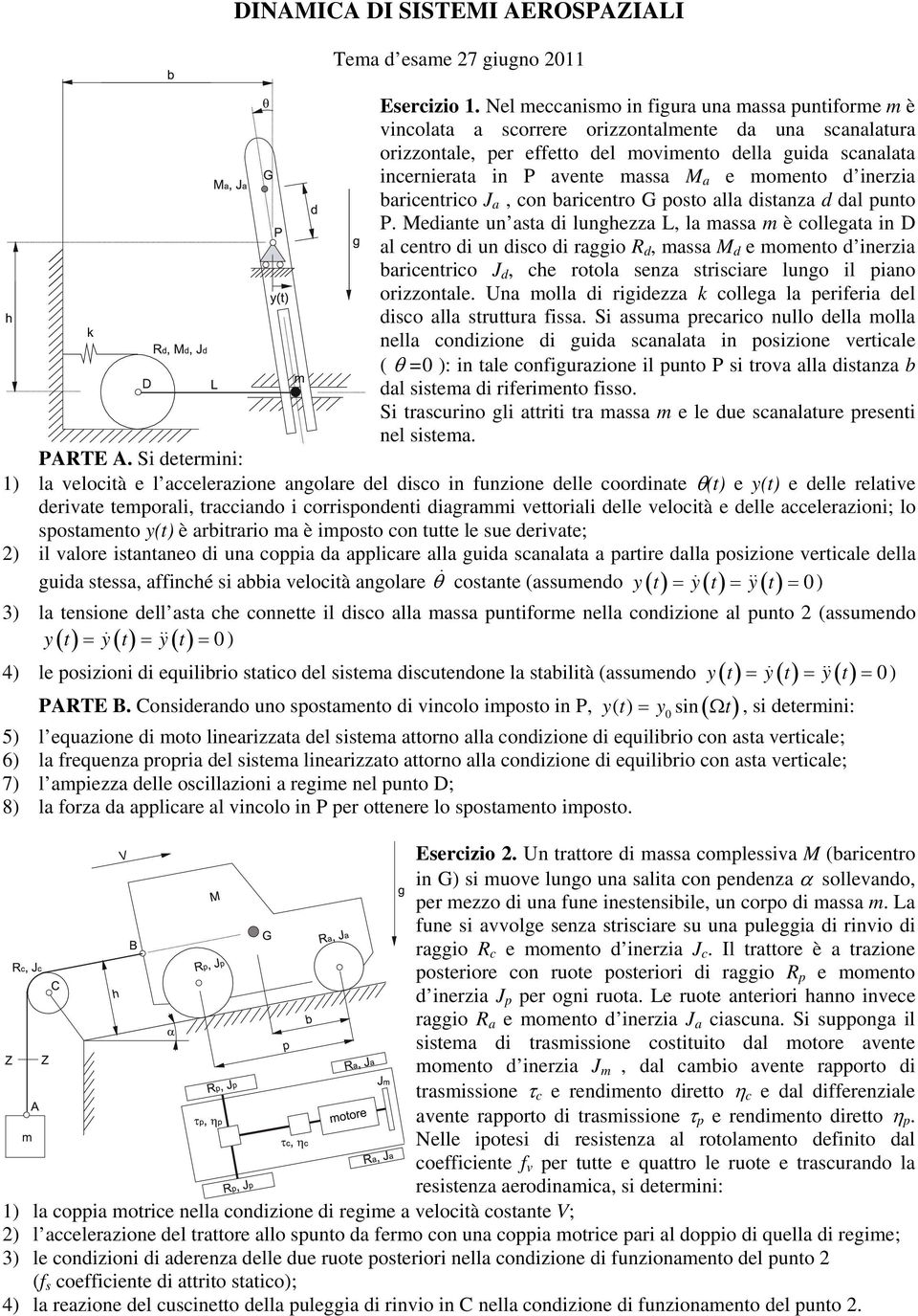 momento inerzia baricentrico J a, con baricentro G posto alla istanza al punto P.