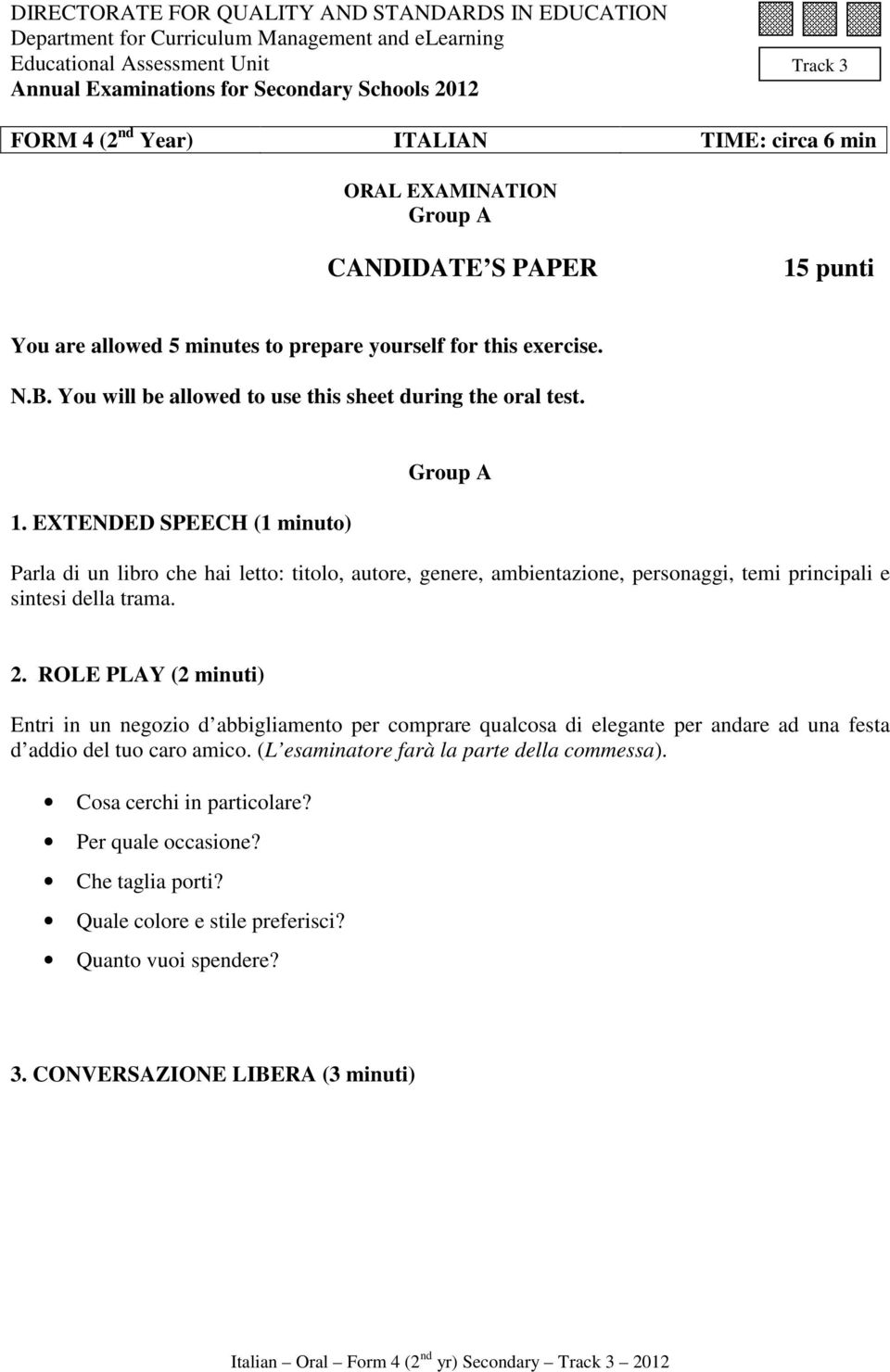 You will be allowed to use this sheet during the oral test. 1.