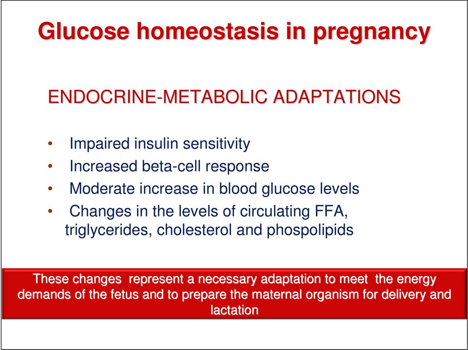 circulating FFA, triglycerides, cholesterol and phospolipids These changes represent a necessary