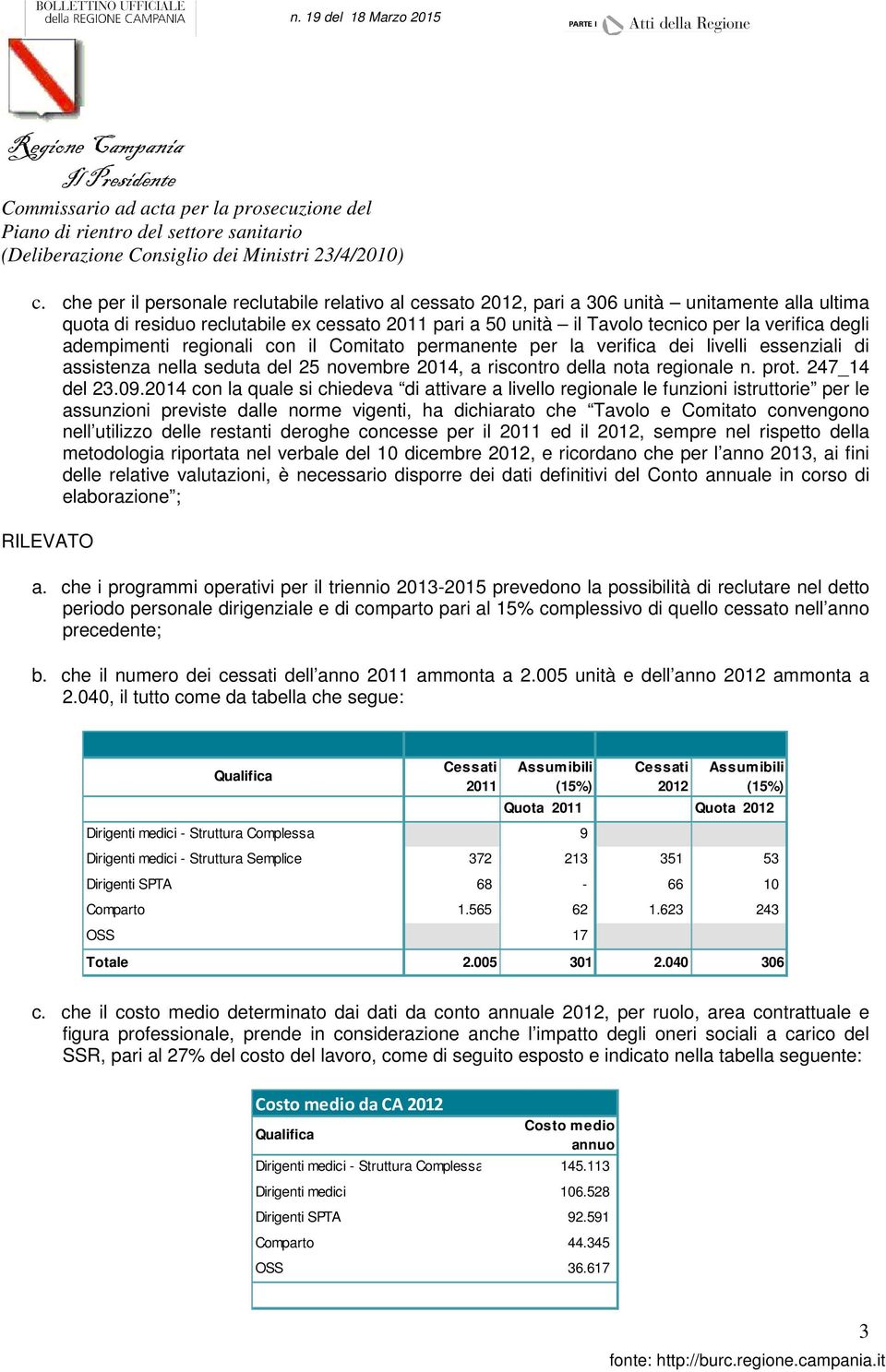 09.2014 con la quale si chiedeva di attivare a livello regionale le funzioni istruttorie per le assunzioni previste dalle norme vigenti, ha dichiarato che Tavolo e Comitato convengono nell utilizzo