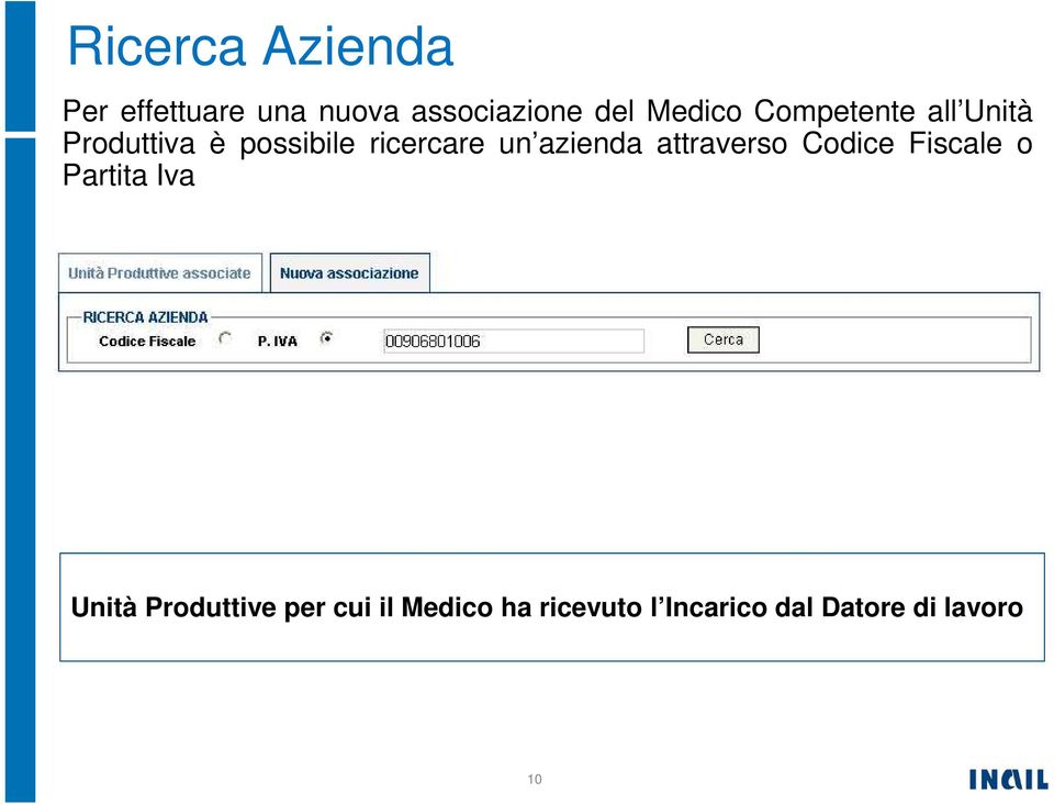 un azienda attraverso Codice Fiscale o Partita Iva Unità