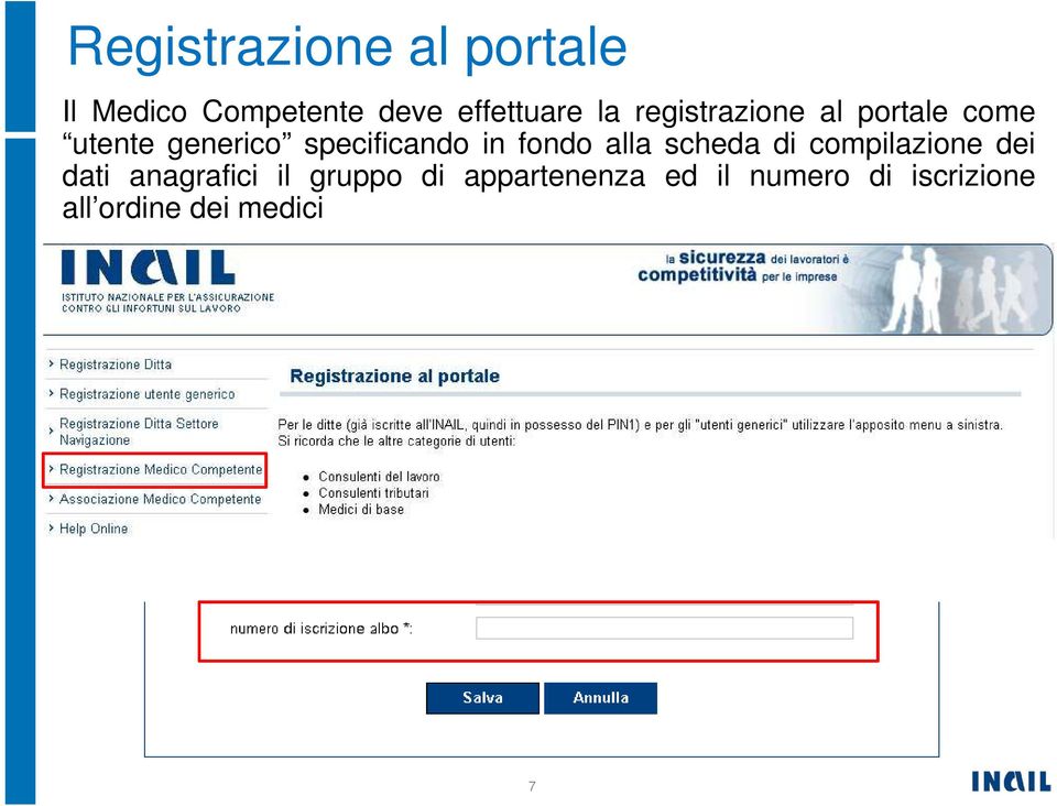 fondo alla scheda di compilazione dei dati anagrafici il gruppo