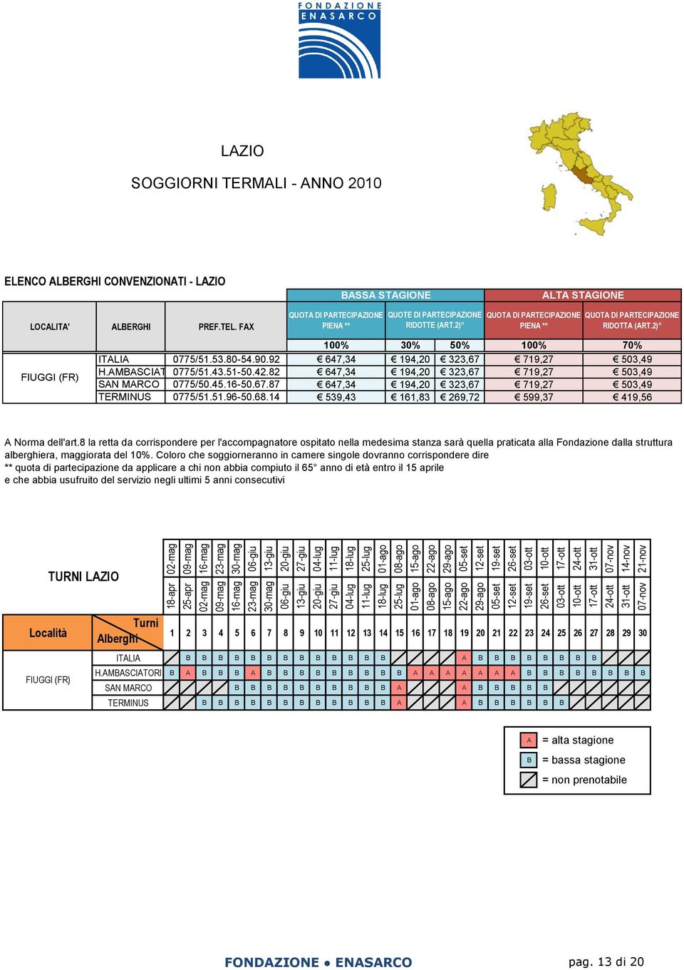 8 la retta da corrispondere per l'accompagnatore ospitato nella medesima stanza sarà quella praticata alla Fondazione dalla struttura alberghiera, maggiorata del 10%.