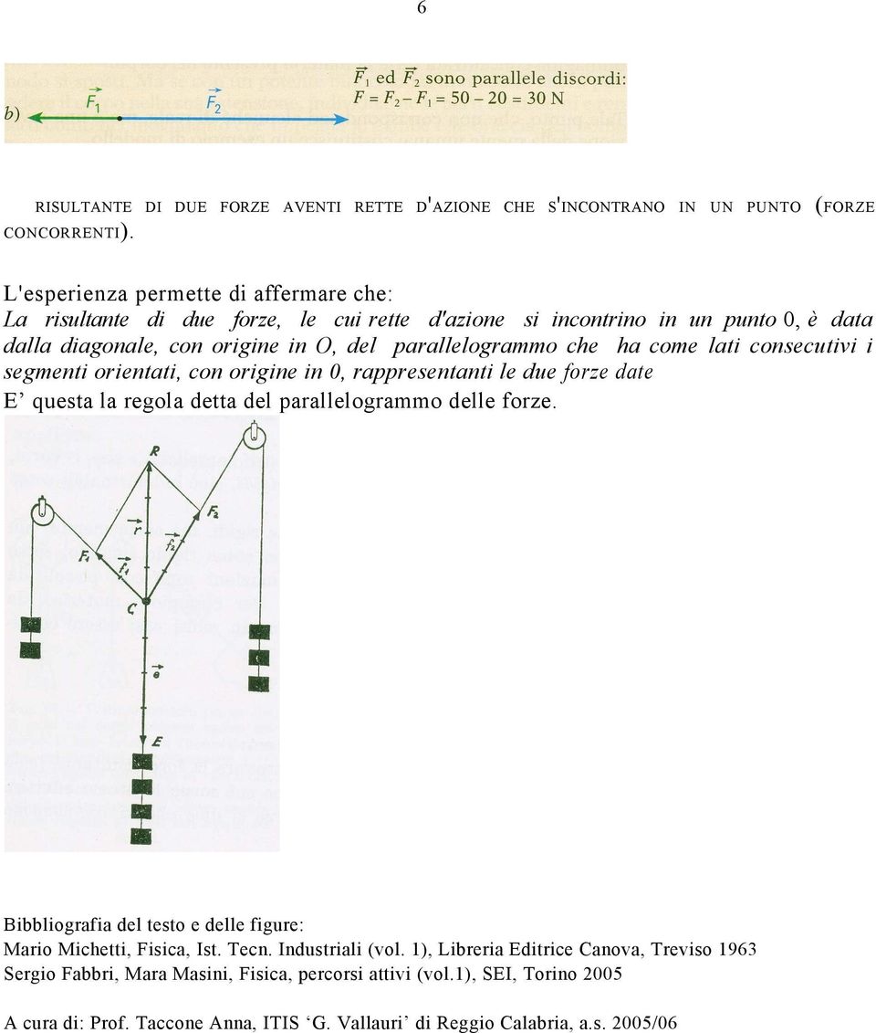 che ha come lati consecutivi i segmenti orientati, con origine in 0, rappresentanti le due forze date E questa la regola detta del parallelogrammo delle forze.