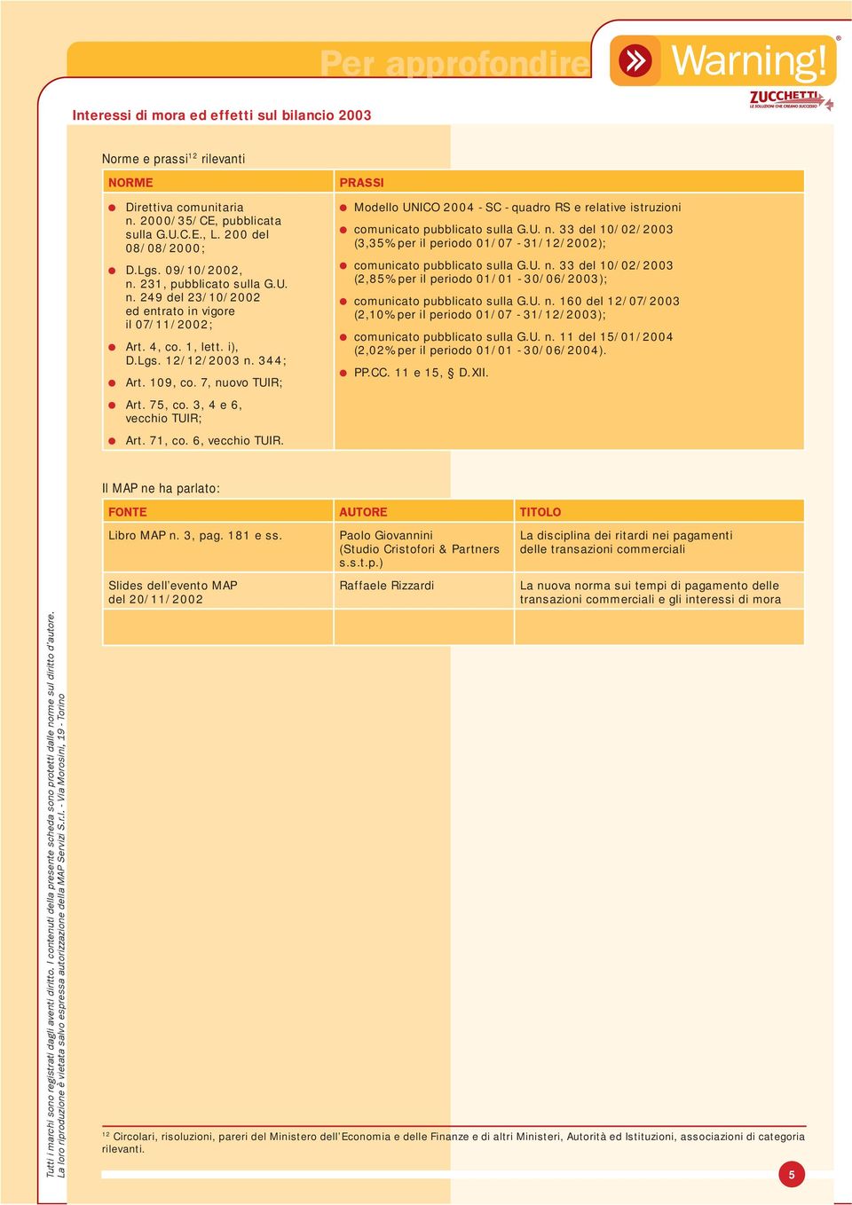 3, 4 e 6, vecchio TUIR; Art. 71, co. 6, vecchio TUIR. PRASSI Modello UNICO 2004 - SC - qudro RS e reltive istruzioni comunicto pubblicto sull G.U. n.