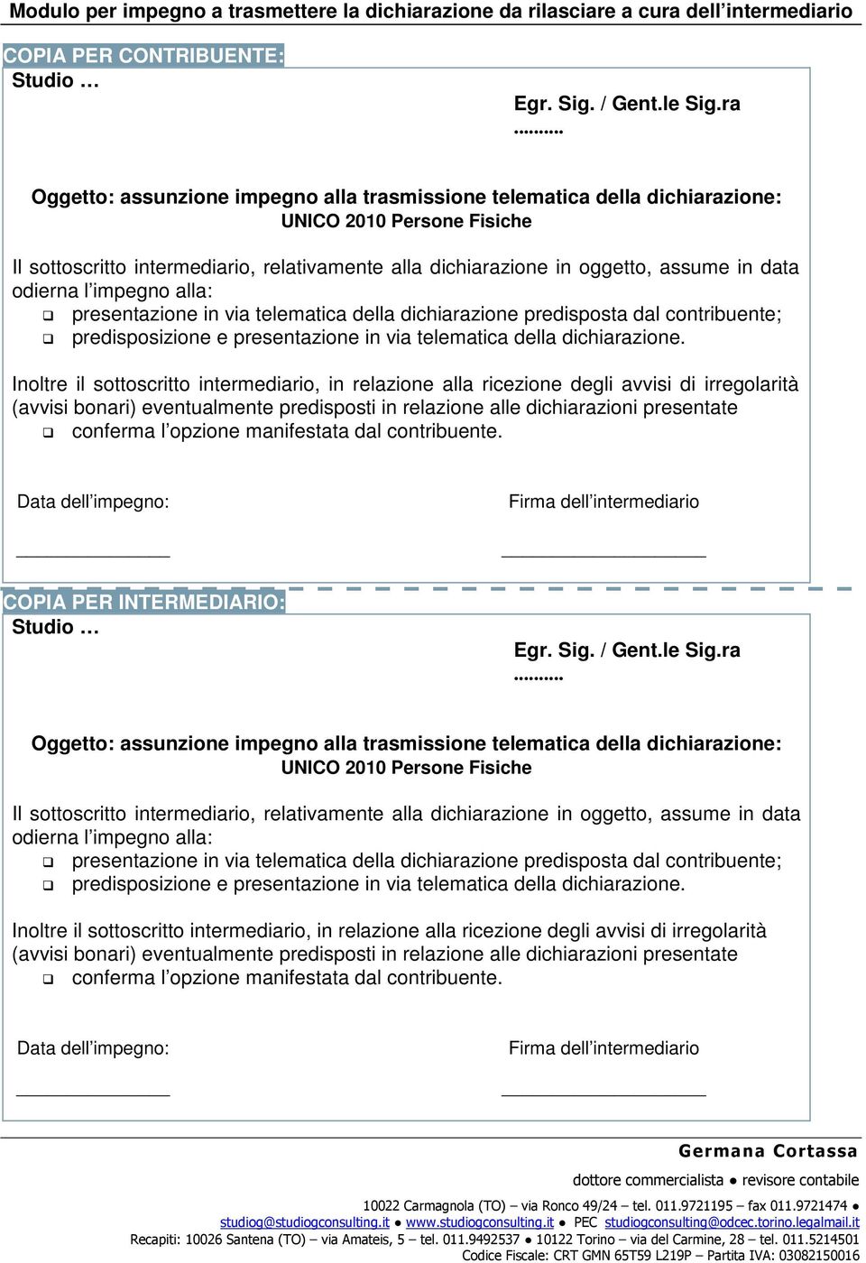 ione da rilasciare a cura 