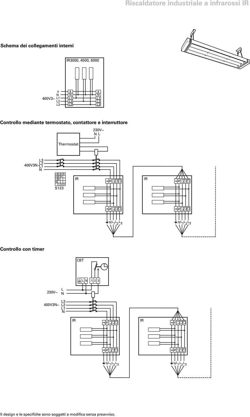 3/3 X XX 2/3X X 1/3X 0 1 S123 L 1 L 1 Controllo con timer CBT L 1 230V~ L