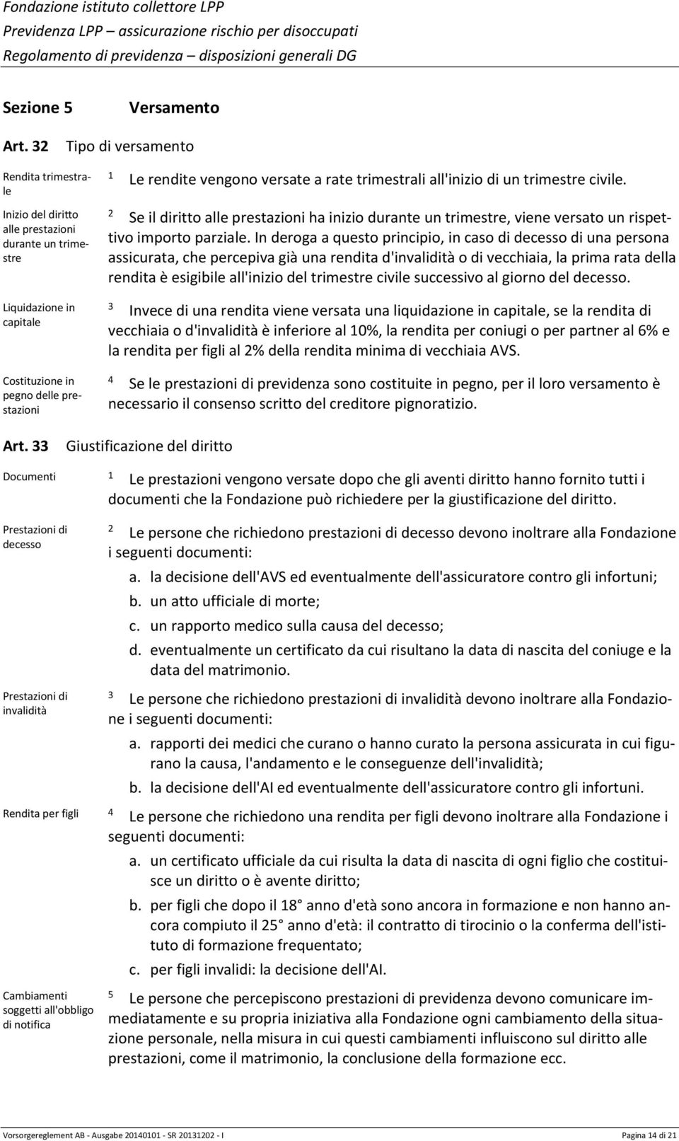 trimestrali all'inizio di un trimestre civile. Se il diritto alle prestazioni ha inizio durante un trimestre, viene versato un rispettivo importo parziale.