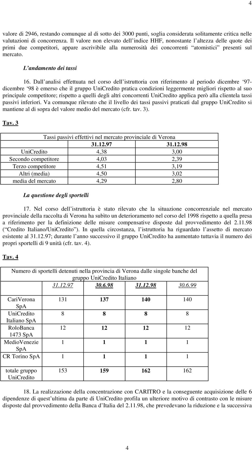 L andamento dei tassi 16.