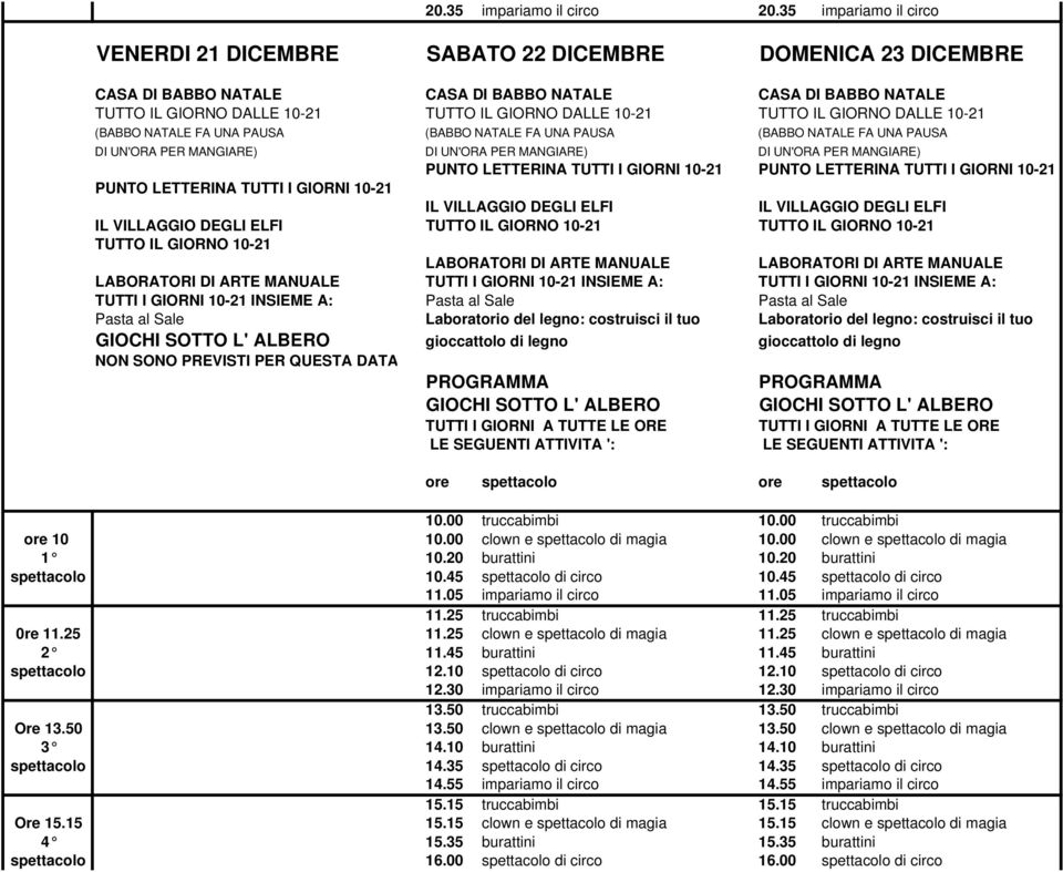 IL GIORNO 10-21 TUTTO IL GIORNO 10-21 TUTTO IL GIORNO 10-21 TUTTI I GIORNI 10-21 INSIEME A: TUTTI I GIORNI 10-21 INSIEME A: TUTTI I GIORNI 10-21 INSIEME A: Laboratorio del legno: costruisci il tuo