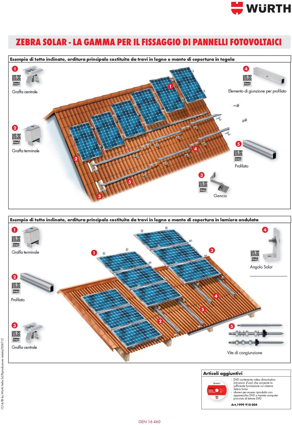 Graffa terminale Angolo Solar Profi lato / by Würth Italia Srl/Riproduzione vietata/0067 Graffa centrale Articoli aggiuntivi Vite di congiunzione - DVD contenente video dimostrativo