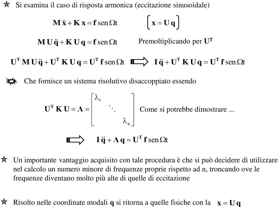 .. n I q Λ q U f sent Un mportante vantaggo acqusto con tale procedura è che s può decdere d utlzzare nel calcolo un numero mnore d