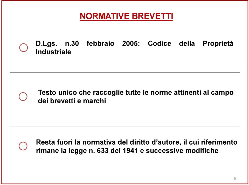 raccoglie tutte le norme attinenti al campo dei brevetti e marchi Resta