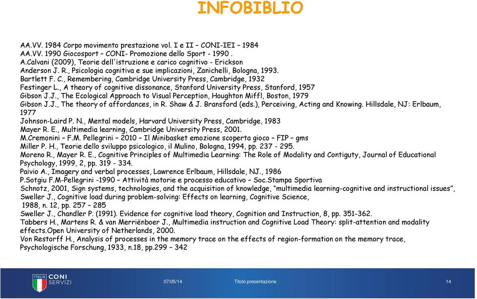 , A theory of cognitive dissonance, Stanford University Press, Stanford, 1957 Gibson J.J., The Ecological Approach to Visual Perception, Houghton Miffl, Boston, 1979 Gibson J.J., The theory of affordances, in R.