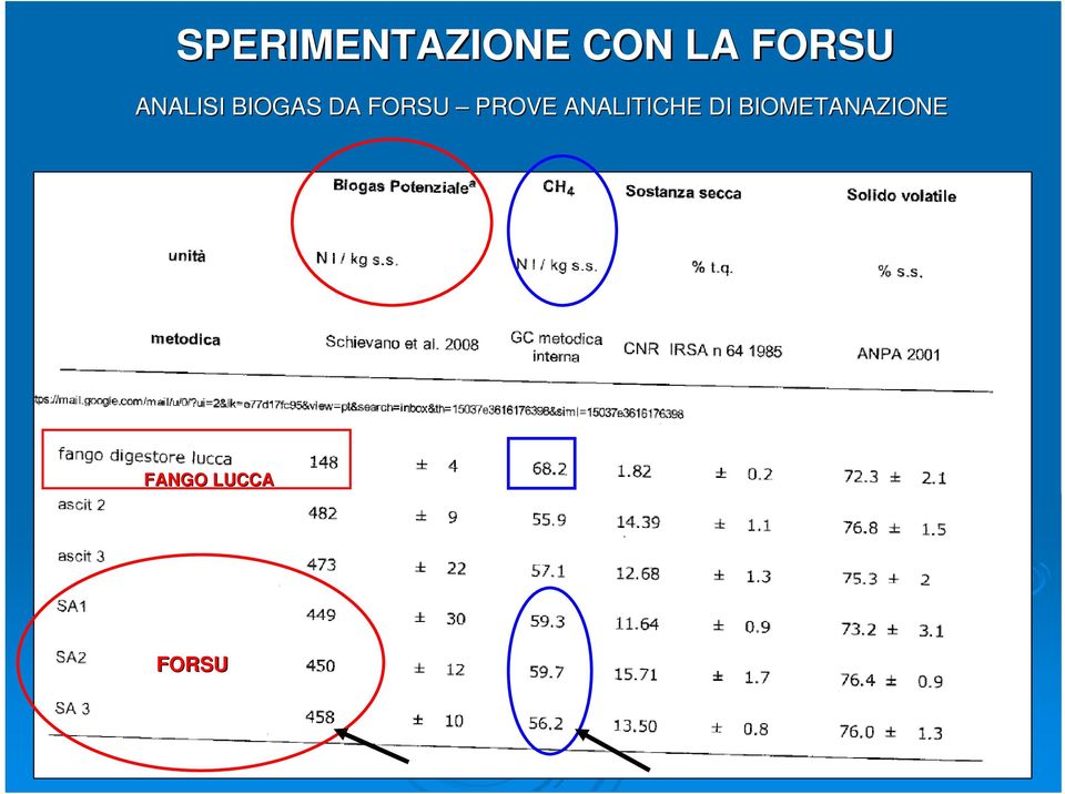 FORSU PROVE ANALITICHE DI