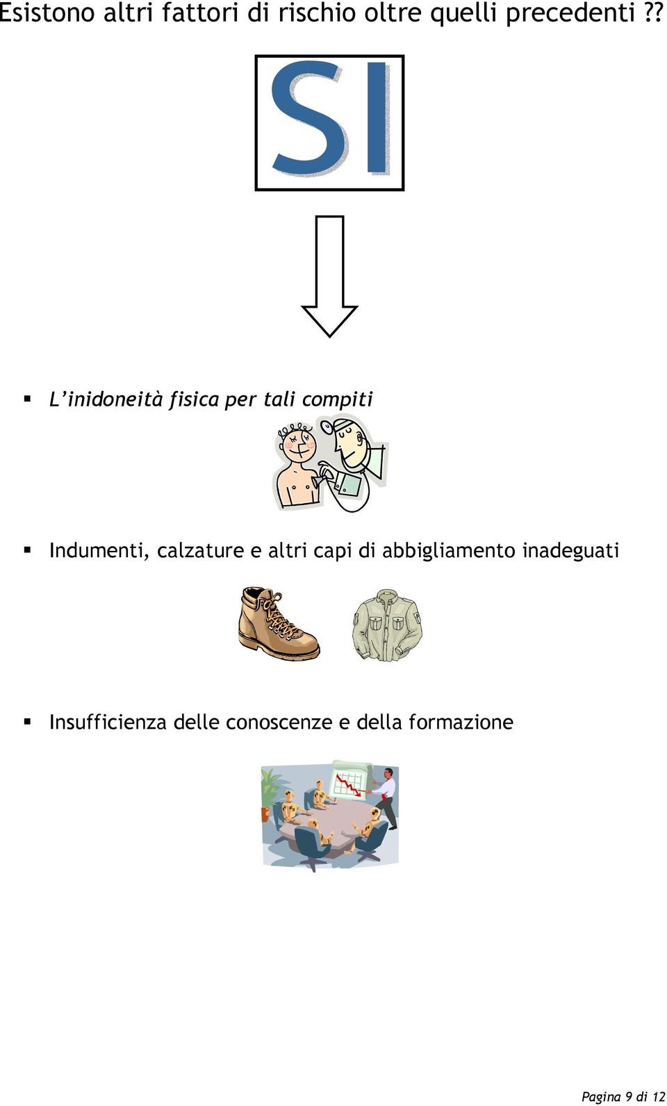 ? L inidoneità fisica per tali compiti Indumenti,