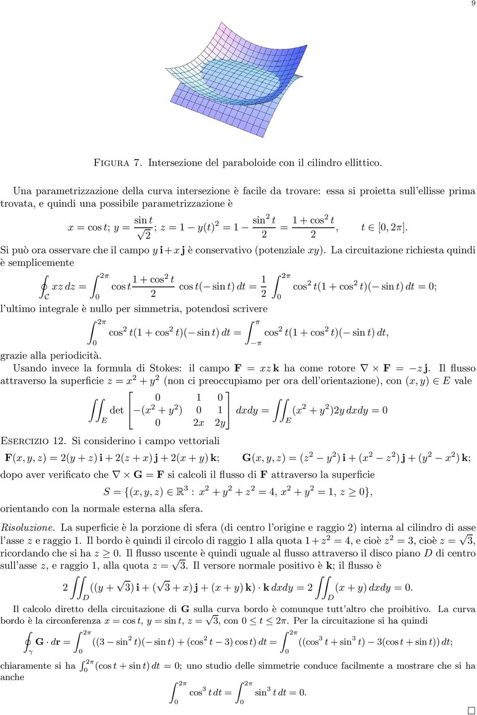 sin2 t 2 = 1 + cos2 t, t [, 2π]. 2 Si può ora osservare che il campo y i+xj è conservativo (potenziale xy).