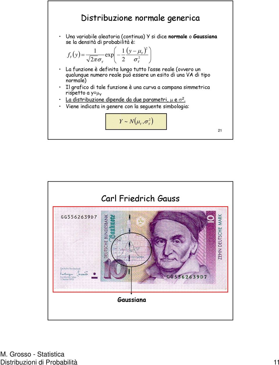 tipo normale) Il grafico di tale funzione è una curva a campana simmetrica rispetto a y=μ La distribuzione dipende da due parametri,