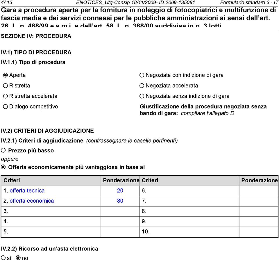 bando di gara: compilare l allegato D IV.2)