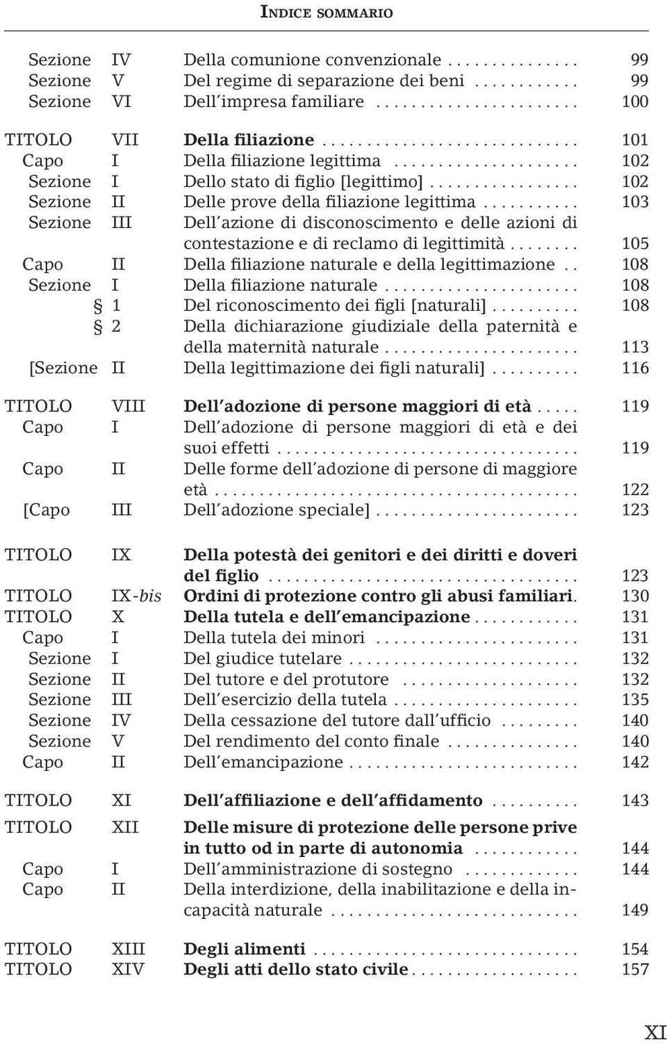 .. 103 Sezione III Dell azione di disconoscimento e delle azioni di contestazione e di reclamo di legittimità... 105 Capo II Della filiazione naturale e della legittimazione.