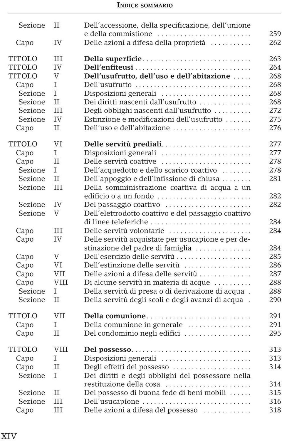 .. 268 Sezione III Degli obblighi nascenti dall usufrutto... 272 Sezione IV Estinzione e modificazioni dell usufrutto... 275 Capo II Dell uso e dell abitazione... 276 TITOLO VI Delle servitù prediali.