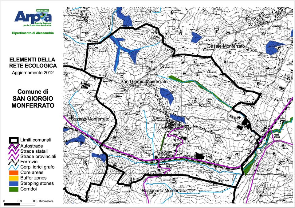 Limiti comunali Autostrade Strade statali Strade provinciali Ferrovie Corpi idrici