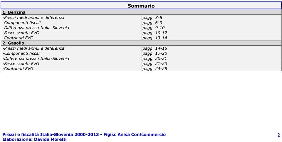 10-12 -Contributi FVG pagg. 13-14 2. Gasolio -Prezzi medi annui e differenza pagg.